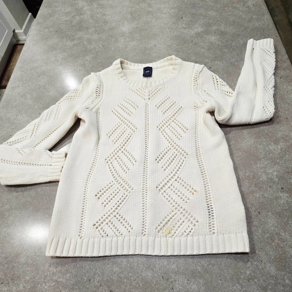 GAP Women's 100% Cotton Pointelle Snowcap L/Sleeves Sweater - Size  S/P